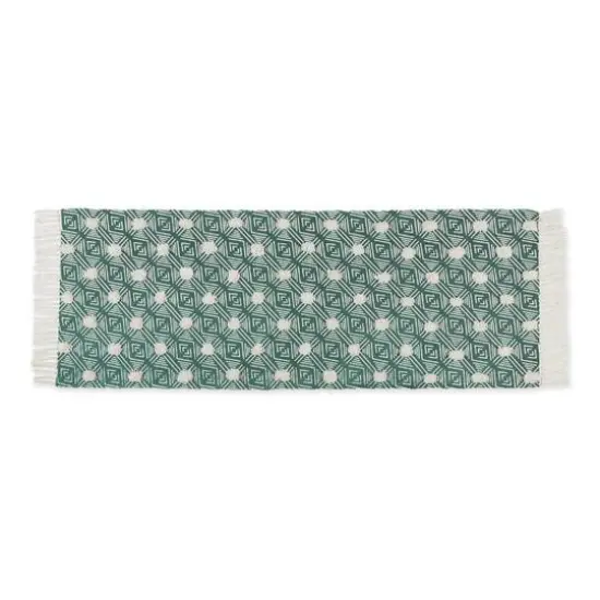 DII&reg; Diamond Printed Off-White Hand-Loomed Shag Rug Runner 2ft. x 6ft. Teal Diamond {2}