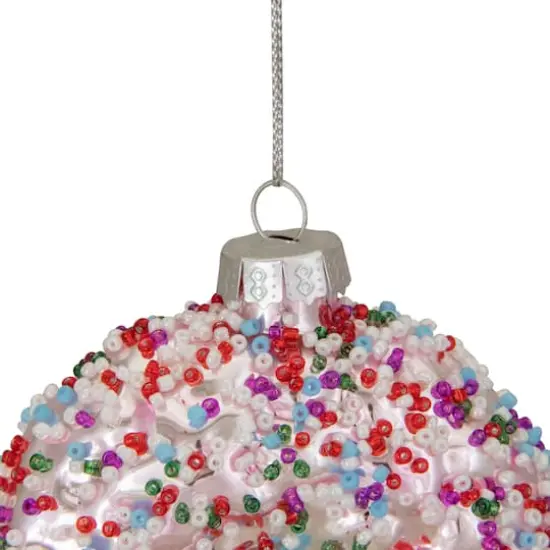 4" Pink Doughnut with Sprinkles Glass Ornament {6}