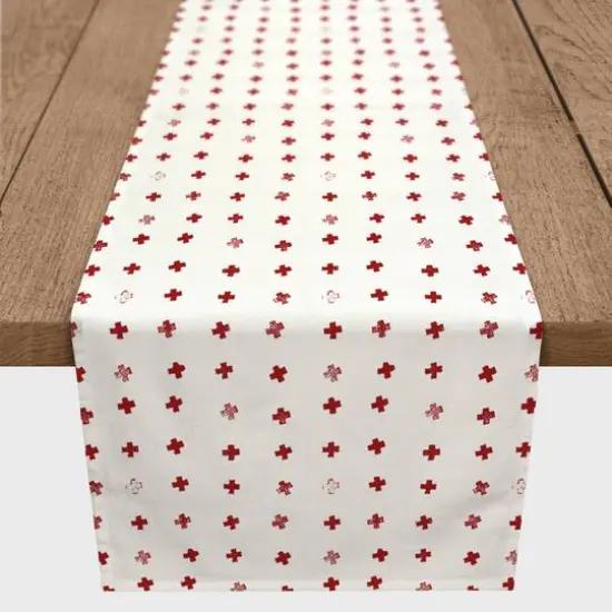 Crosses Indoor/Outdoor Table Runner Red on White {4}