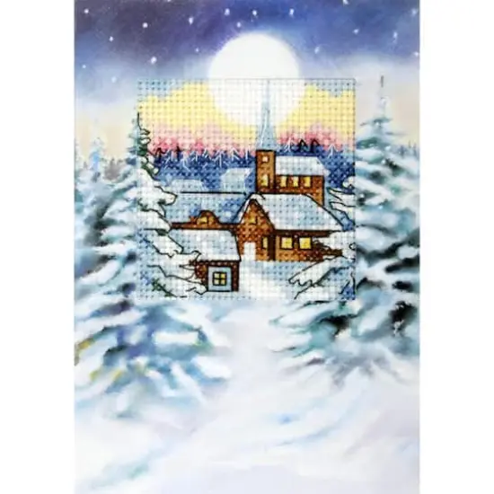 Orchidea Complete Counted Cross Stitch Kit - Greetings Card Winter Landscape {1}