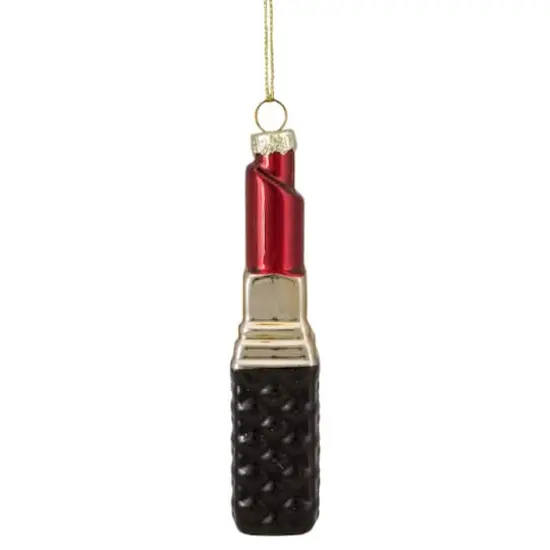 4.5" Red Lipstick Glass Christmas Ornament {1}