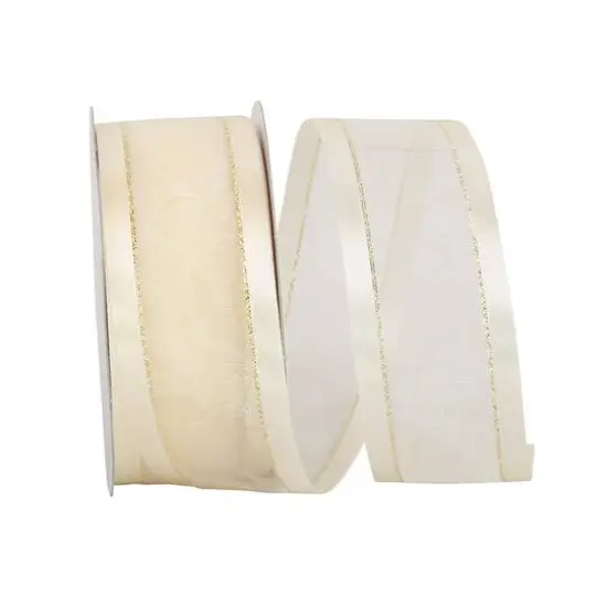 JAM Paper 1.5" x 25yd. Sheer Satin Edge Metallic Ribbon Burgundy {2}