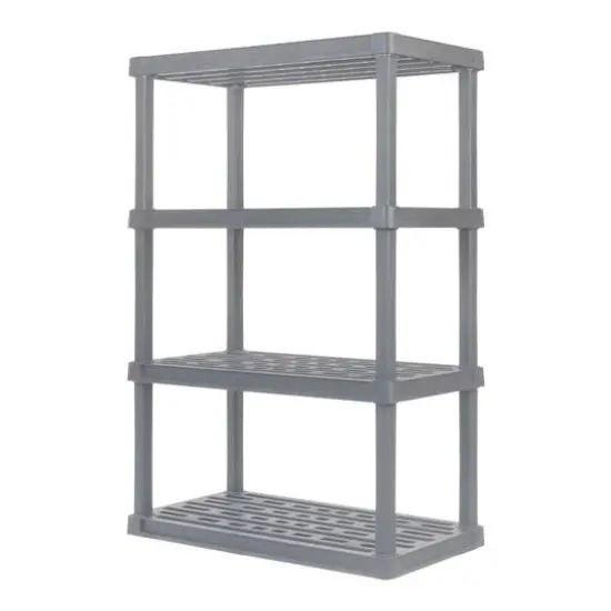 IRIS 4.6ft. Elephant Gray Plastic Rack Shelf with 4 Large Shelves {1}