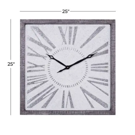 Grey Farmhouse Metal Wall Clock, 25" x 25" {8}