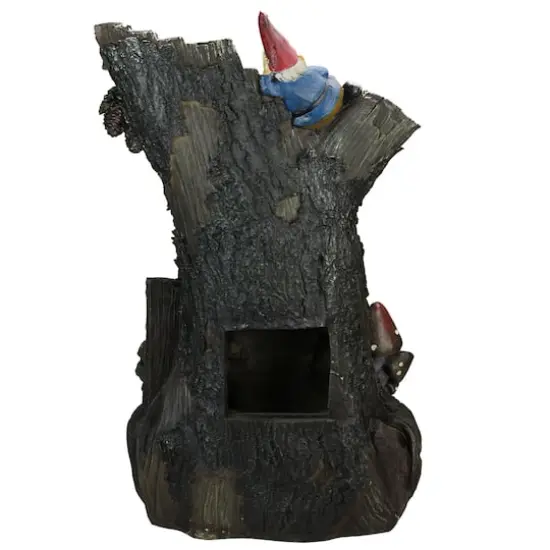 28" Three-Tier Gnome Home Tree Stump Outdoor Patio Garden Water Fountain {4}