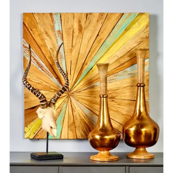 Multicolor Starburst Teak Wood Wall D&eacute;cor {6}