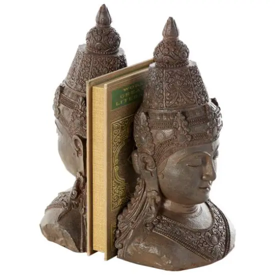 11" Bronze Buddha Weathered Decorative Bookend Set {7}