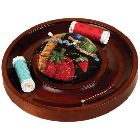 Sudberry House Mahogany Round Pincushion Tray {3}