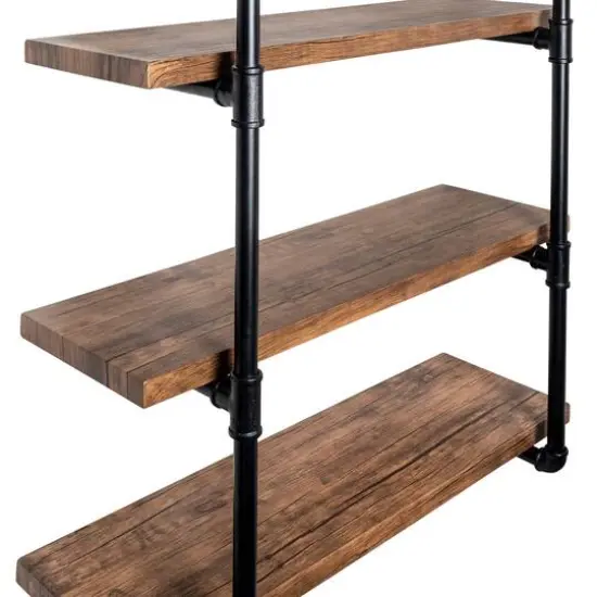Honey Can Do 34.5" Black Three-Tier Industrial Wall Shelf {6}