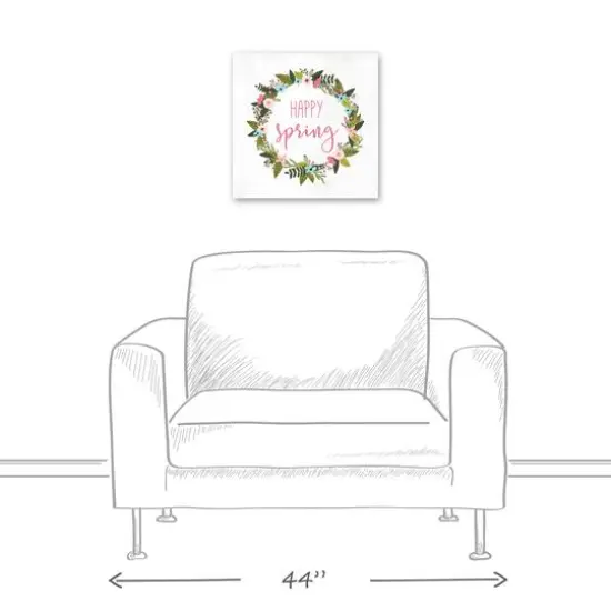 Happy Spring Wreath 16" x 16" Canvas Wall Art {6}
