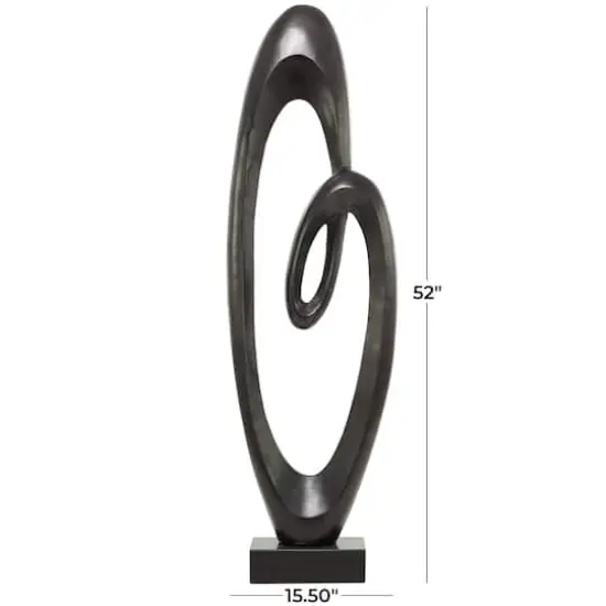 52" Aluminum Swirl Abstract Sculpture with Black Base {4}