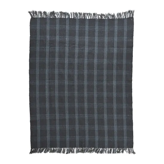 Hello Honey&reg; Plaid Recycled Cotton Blend Throw Blanket with Fringe Gray {5}