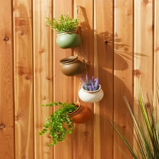 23" Garden Dangling Mini Pots Neutral {7}