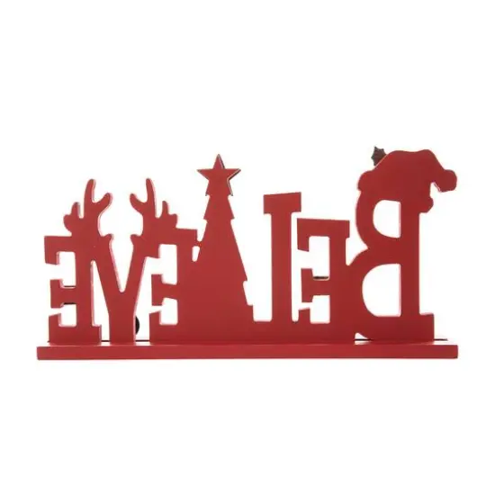 Glitzhome&reg; 14'' BELIEVE Wooden Christmas Table D&eacute;cor {8}