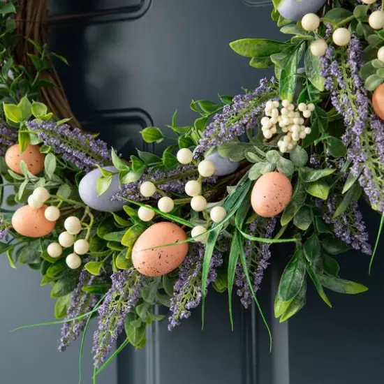Glitzhome&reg; 22" Easter Eggs & Lavender Wreath {7}