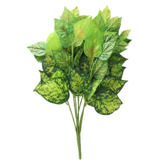 19.5" Green & Yellow Spotted Dumb Cane Floral Bush {1}