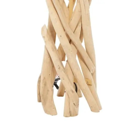 24" Natural Beige Wood Rustic Table Lamp {4}