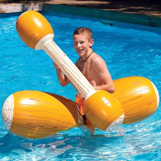 Swim Central 54" Brown & White Inflatable Swimming Pool Log Flume Joust Set {4}