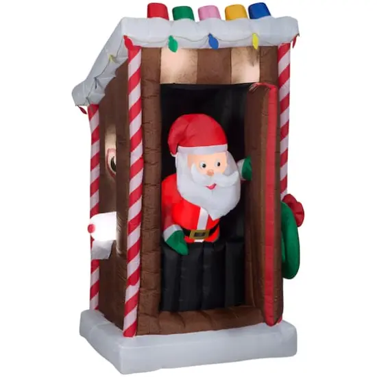 6ft. Animated Airblown&reg; Inflatable Christmas Santa's Outhouse {1}