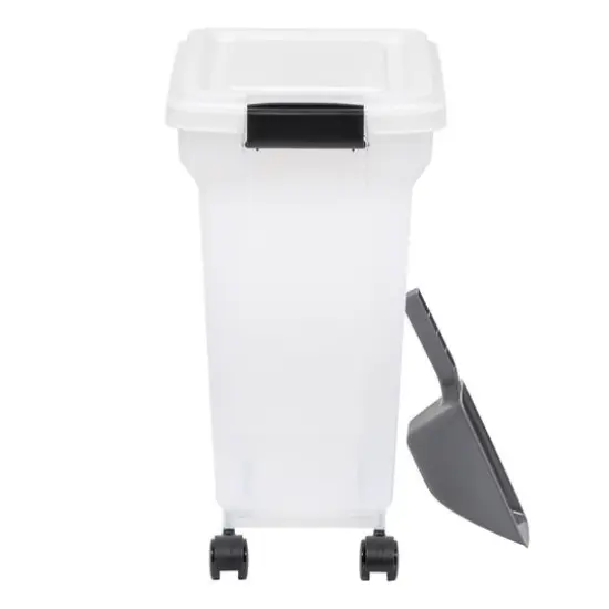 IRIS Clear, White, Black & Dark Gray 28qt. Food Container With Sealed Top & Scoop {6}