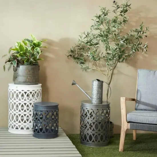 Multi Colored Metal Contemporary Accent Table, Set of 3" Set of 3" 23", 19", 15" {9}