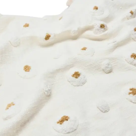 Hello Honey&reg; White and Gold Cotton Tufted Throw with Tassels {6}