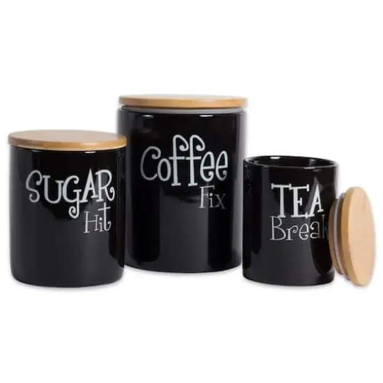 DII&reg; Coffee, Sugar & Tea Ceramic Canister Set Black {1}