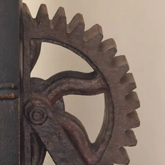 7" Brown Industrial Gear Bookends {6}