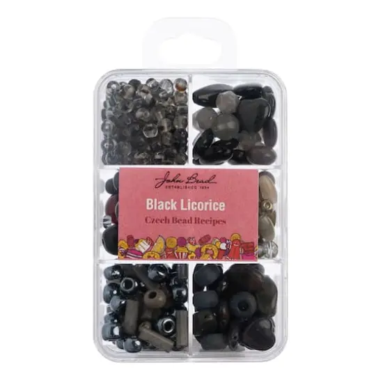 John Bead Czech Glass Recipe Box Beading Kit Black Licorice {1}