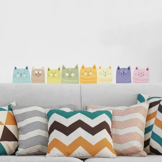 Crearreda Mulitcolor Cats Wall Decal Set {3}