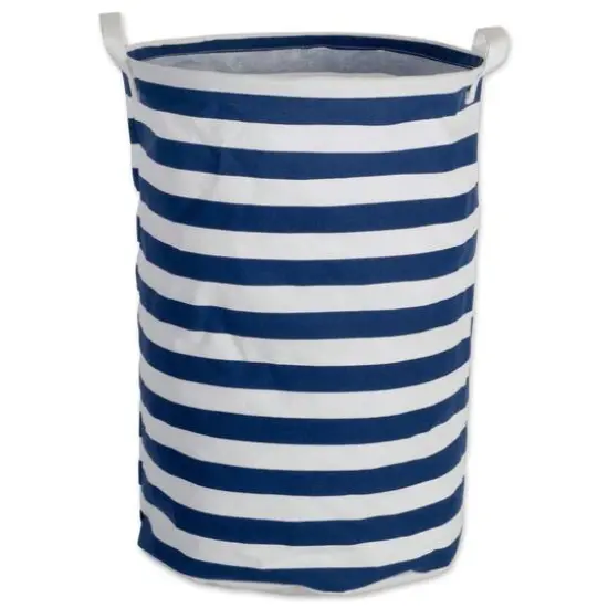 DII® Round Stripes PE-Coated Cotton Polyester Laundry Hamper Black {2}