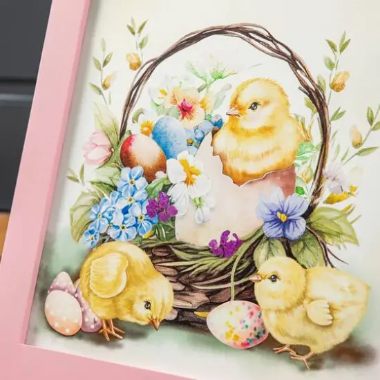 Glitzhome&reg; 23.75" Easter Wooden Chicks Easel Porch Sign {6}