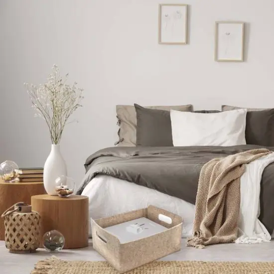 Welaxy Felt 3 Piece Collapsible Storage Bins Oatmeal {6}