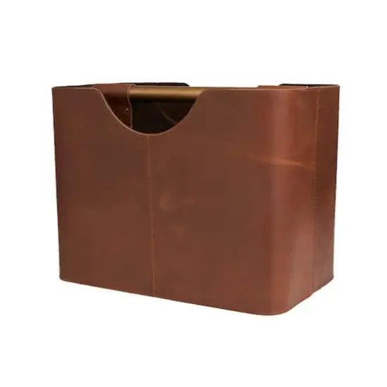 16" Brown Leather Magazine Holder {4}