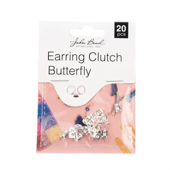 John Bead Must Have Findings 6mm Earring Clutch Butterfly, 20ct. Silver {1}