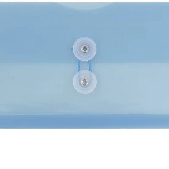 JAM Paper 5.25" x 10" Plastic #10 Business Envelope with Button and String Closure, 24ct. Blue {4}