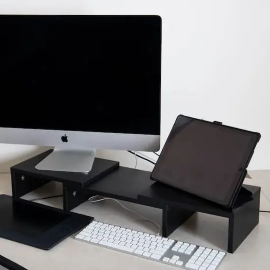Mind Reader Black Adjustable 2 Tier Dual Monitor Riser {3}