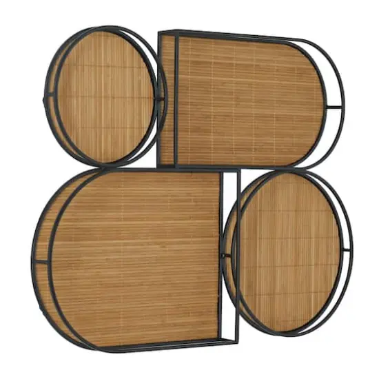 Brown Bamboo Modern Abstract Wall Decor, 28" x 3" x 21" {3}