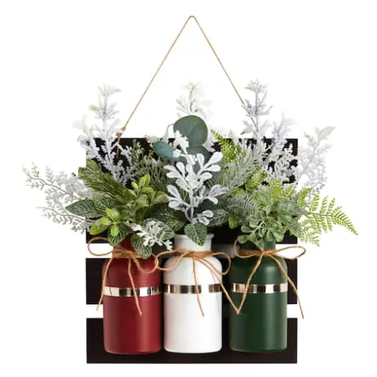 17" Christmas Pine 3-Piece Jar Hanging Artificial Arrangement {1}
