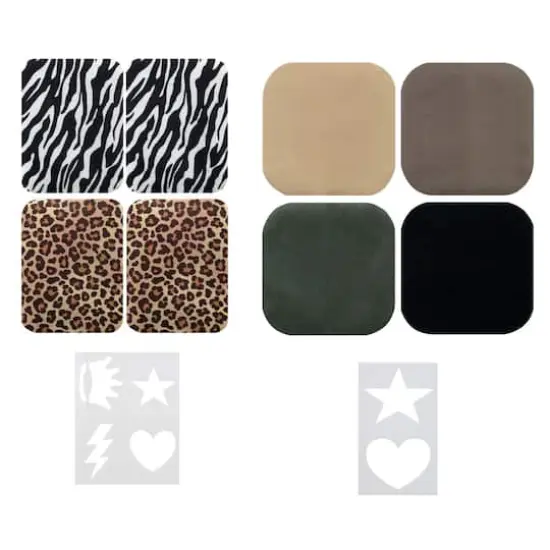 SINGER&reg; Animal Print & Khaki DIY Iron-On Fabric Patch Kit with 2 Bonus Stencils {1}