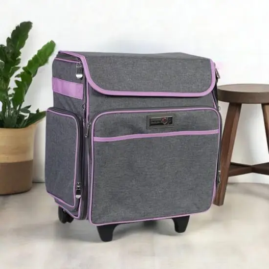 Everything Mary Gray & Purple Rolling Scrapbook Storage Tote {1}