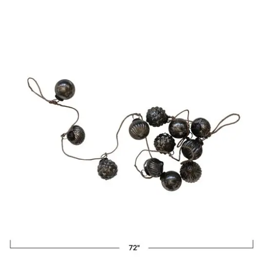 Hello Honey® 6ft. Antique Pewter Finish Embossed Mercury Glass Ornament Garland {4}