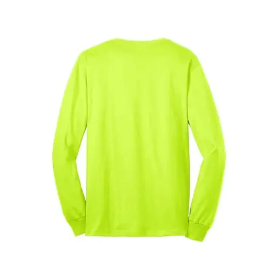Port & Company&reg; Long Sleeve Adult T-Shirt Safety Green {4}