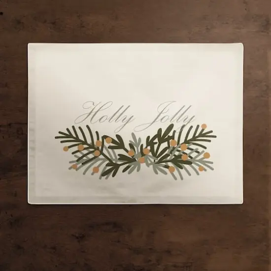 Holly Jolly Greenery 18x14 Poly Twill Placemat {3}