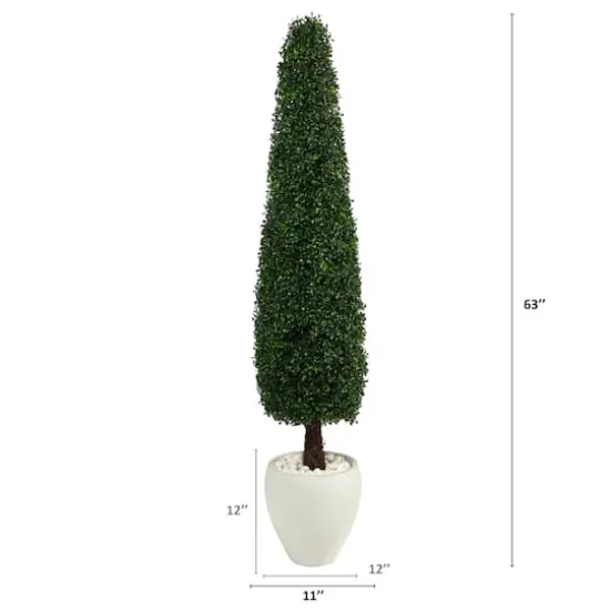 5.25ft. Boxwood Topiary in White Planter {3}