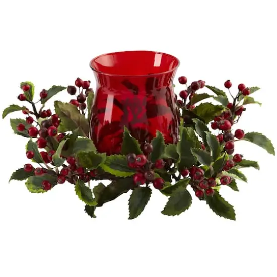 6.5" Red Holly Berry Candelabrum {1}