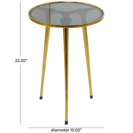 22" Aluminum Tripod Legs Accent Table with Shaded Glass Top Gold {7}