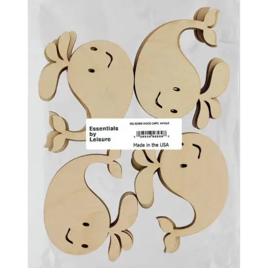 Essentials by Leisure Arts 24 Pack 3.56" x 2.81" Whale Flat Wood Shape {1}