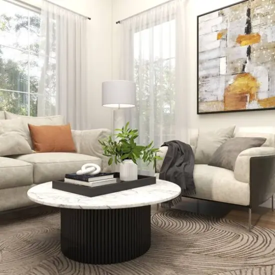 7" White Marble Geometric 2-Link Chain Sculpture {7}