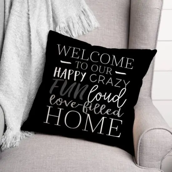 18" x 18" Love Filled Home Throw Pillow Black {3}